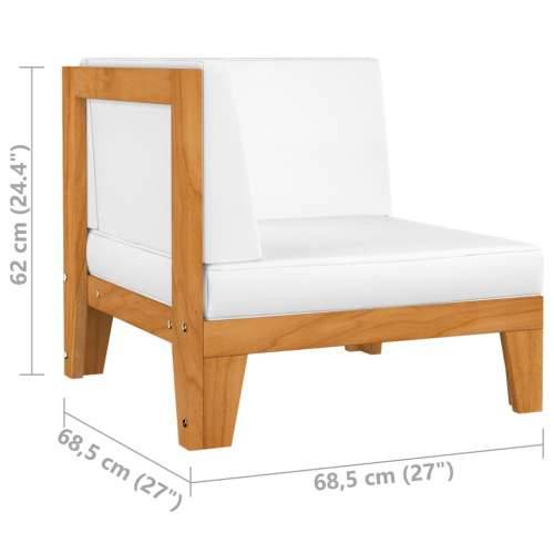 Dvosjed s krem bijelim jastucima masivno bagremovo drvo - Krema Kutna sofa (2 kom) 1 Cijena