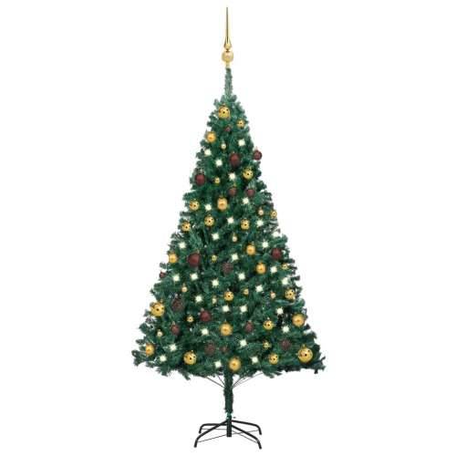 Umjetno osvijetljeno božićno drvce s kuglicama zeleno 150cm PVC Cijena