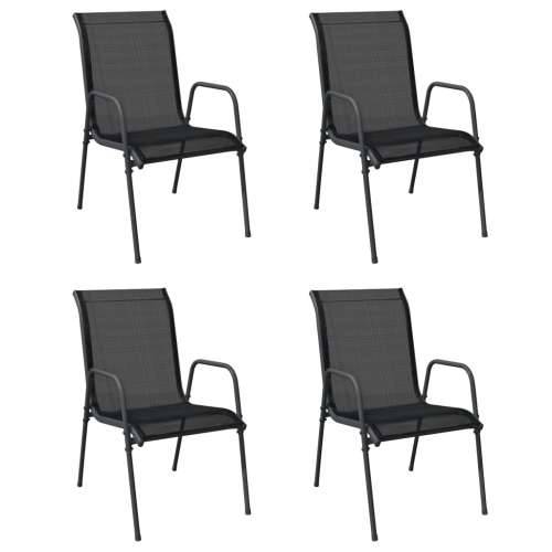 Vrtne stolice 4 kom od čelika i tekstilena crne Cijena