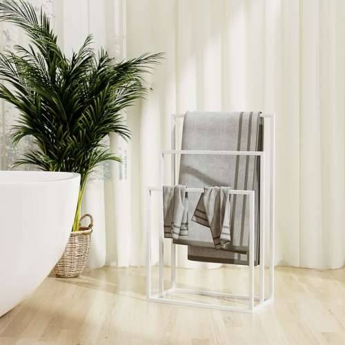 Samostojeći stalak za ručnike bijeli 48 x 24 x 79 cm željezni Cijena