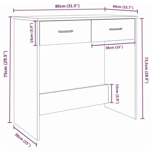 Radni stol boja dimljenog hrasta 80x40x75 cm konstruirano drvo - Dimljeni hrast Cijena