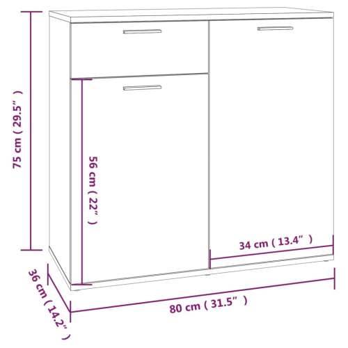 Komoda sivi hrast sonoma 80 x 36 x 75 cm konstruirano drvo - Sivi hrast sonoma 1 80 cm Cijena