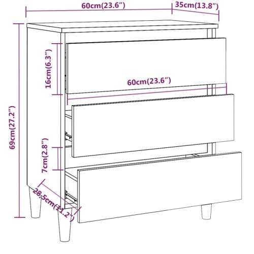 Komoda boja smeđeg hrasta 60 x 35 x 69 cm konstruirano drvo - Smeđi hrast 1 Cijena