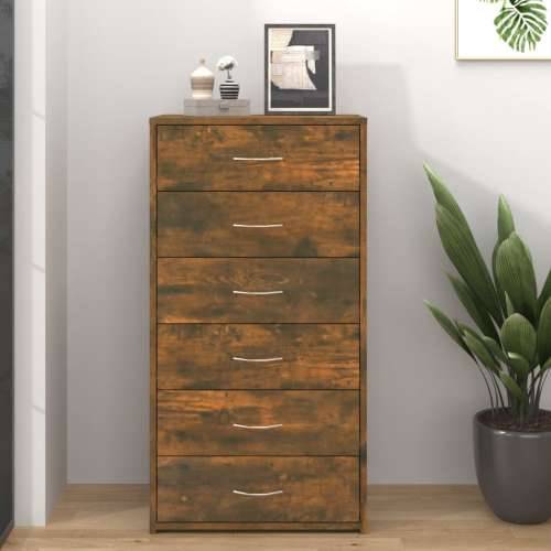 Komoda sa 6 ladica boja dimljenog hrasta 50 x 34 x 96 cm drvena - Dimljeni hrast 1 Cijena