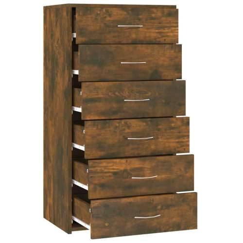 Komoda sa 6 ladica boja dimljenog hrasta 50 x 34 x 96 cm drvena - Dimljeni hrast 1 Cijena