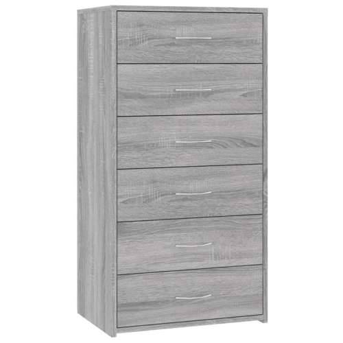 Komoda sa 6 ladica boja sivog hrasta 50 x 34 x 96 cm drvena - Sivi hrast sonoma 1 Cijena