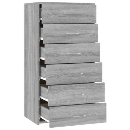 Komoda sa 6 ladica boja sivog hrasta 50 x 34 x 96 cm drvena - Sivi hrast sonoma 1 Cijena