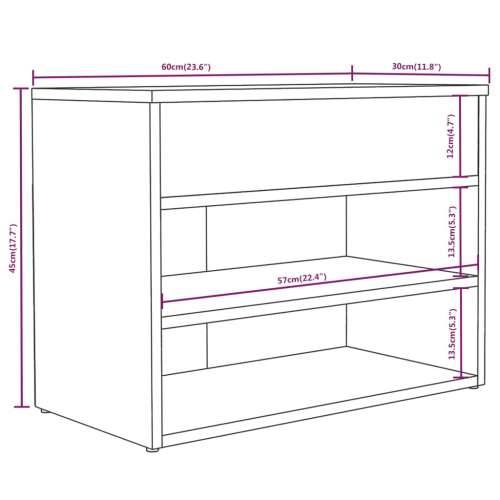 Klupa za cipele boja smeđeg hrasta 60x30x45 cm drveni - Smeđi hrast 60 x 30 x 45 cm 1 Cijena