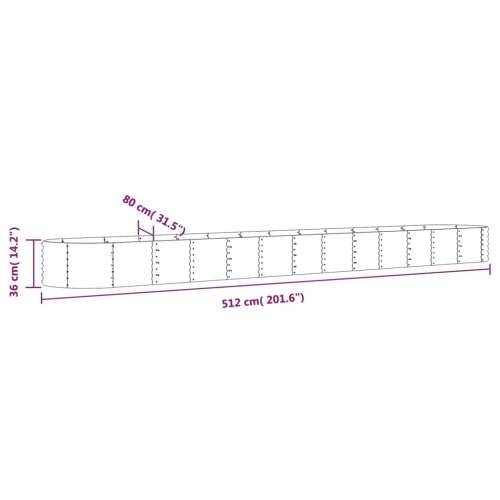 Povišena gredica - Vrtna gredica od čelika 512x80x36 cm sivi - Siva 512 x 80 x 36 cm 1 Cijena