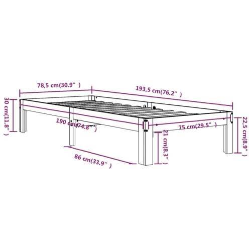 Okvir za krevet od masivnog drva bijeli 75 x 190 cm mali - Bijela 75 x 190 cm Cijena