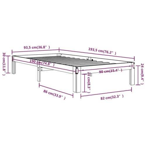 Okvir za krevet od masivnog drva 90 x 190 cm jednokrevetni - Prirodna 90 x 190 cm Cijena
