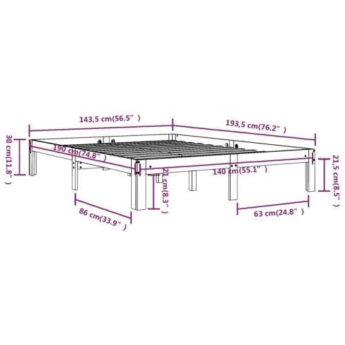 Okvir za krevet od masivne borovine bijeli 140 x 190 cm - Bijela 140 x 190 cm Cijena