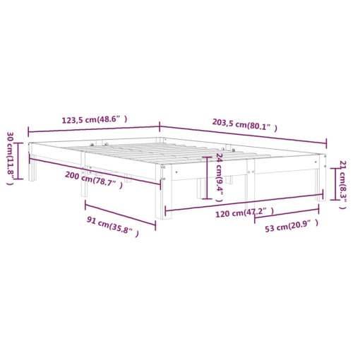 Okvir za krevet od masivne borovine 120 x 200 cm - Prirodna 120 x 200 cm Cijena