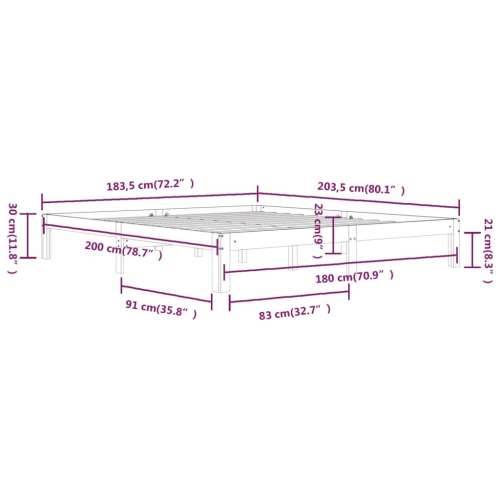 Okvir za krevet od masivnog drva 180 x 200 cm veliki bračni - Prirodna 180 x 200 cm Cijena
