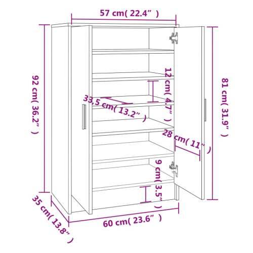 Ormarić za cipele dimljeni hrast 60x35x92 cm konstruirano drvo - Dimljeni hrast 60 x 35 x 92 cm 1 shoe cabinet with door Cijena