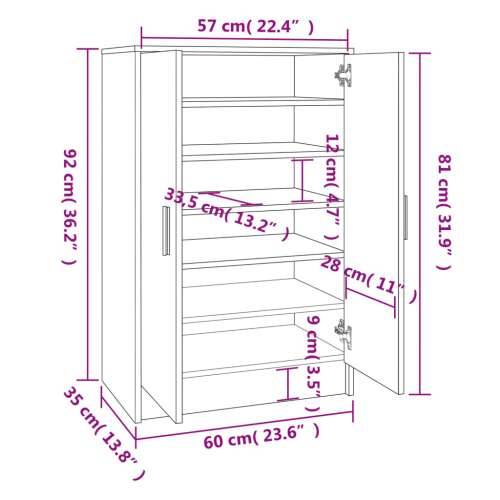 Ormarić za cipele sivi hrast 60 x 35 x 92 cm konstruirano drvo - Sivi hrast sonoma 60 x 35 x 92 cm 1 shoe cabinet with door Cijena