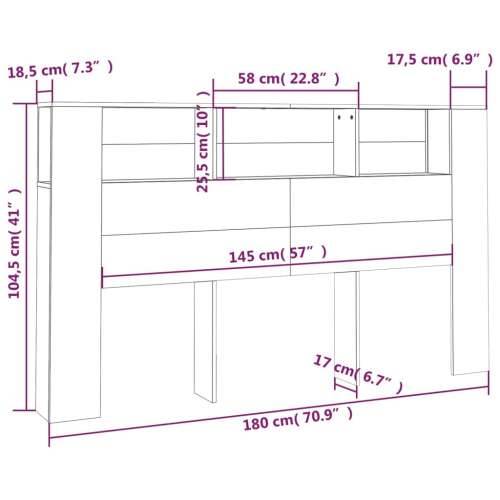 Uzglavlje s ormarićem boja smeđeg hrasta 180 x 18,5 x 104,5 cm - Smeđi hrast 1 Cijena