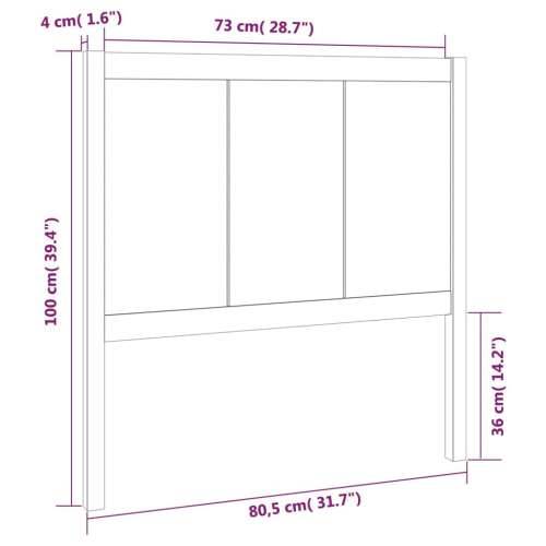 Uzglavlje za krevet sivo 80,5 x 4 x 100 cm od masivne borovine - Siva 80.5 x 100 cm 1 Cijena