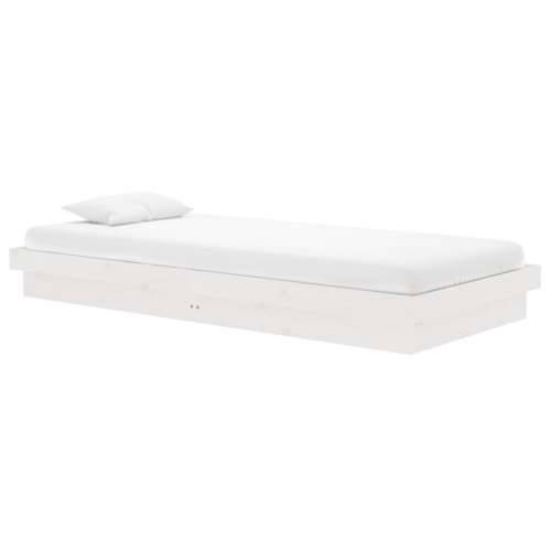 Okvir za krevet od masivnog drva bijeli 90 x 200 cm - Bijela 90 x 200 cm Cijena