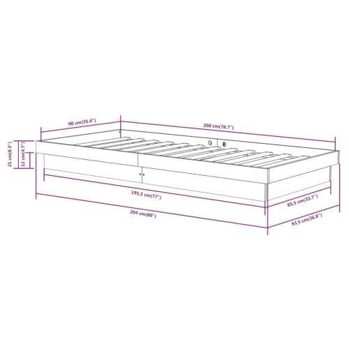 Okvir za krevet od masivnog drva bijeli 90 x 200 cm - Bijela 90 x 200 cm Cijena