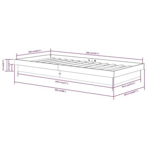 Okvir za krevet od masivnog drva sivi 100 x 200 cm Cijena