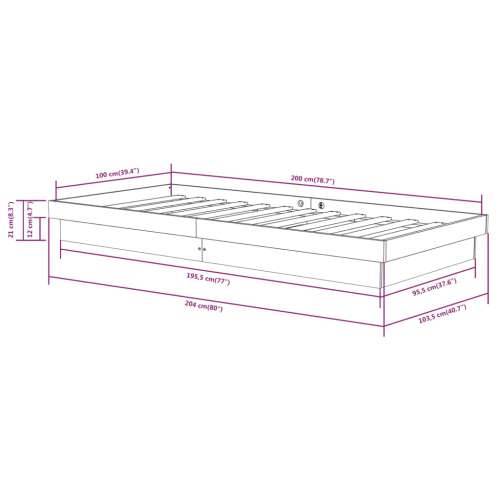 Okvir za krevet od masivnog drva crni 100 x 200 cm - Crna 100 x 200 cm Cijena