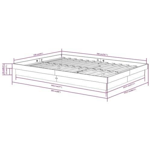 Okvir za krevet od masivnog drva sivi 150 x 200 cm veliki Cijena