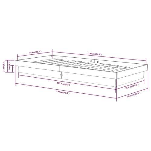Okvir za krevet od masivnog drva sivi 75 x 190 cm mali Cijena