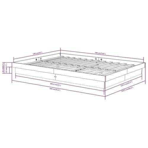 Okvir za krevet od masivnog drva sivi 140 x 190 cm Cijena