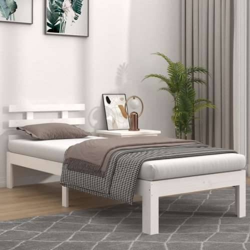 Okvir za krevet od masivnog drva bijeli 75 x 190 cm mali - Bijela 75 x 190 cm Cijena