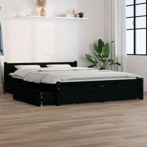 Okvir za krevet s ladicama crni 135 x 190 cm bračni - Crna 135 x 190 cm Cijena
