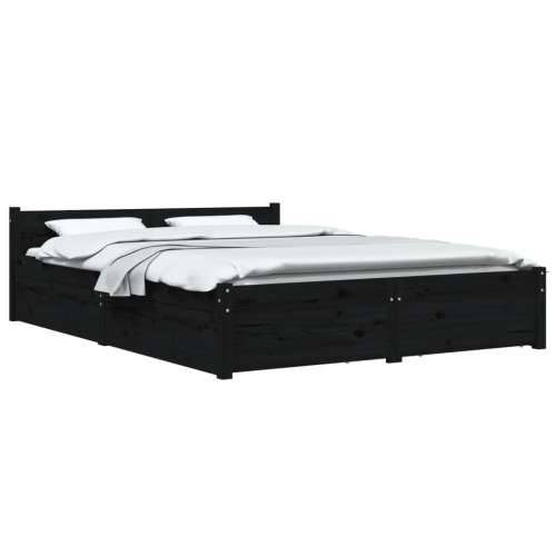 Okvir za krevet s ladicama crni 135 x 190 cm bračni - Crna 135 x 190 cm Cijena
