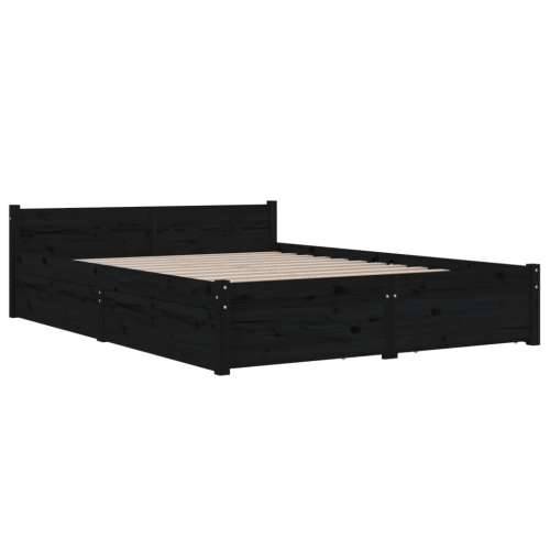 Okvir za krevet s ladicama crni 135 x 190 cm bračni - Crna 135 x 190 cm Cijena