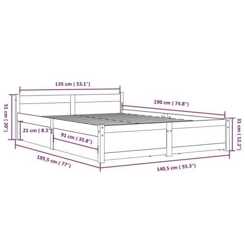 Okvir za krevet s ladicama crni 135 x 190 cm bračni - Crna 135 x 190 cm Cijena