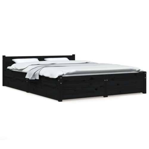 Okvir za krevet s ladicama crni 140 x 190 cm - Crna 140 x 190 cm Cijena
