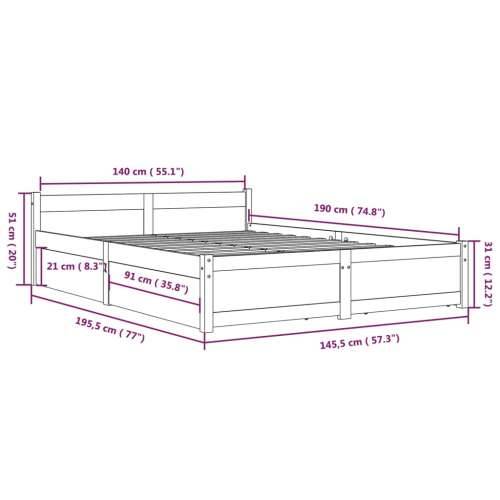 Okvir za krevet s ladicama crni 140 x 190 cm - Crna 140 x 190 cm Cijena