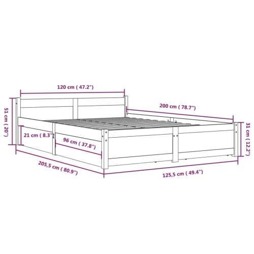 Okvir za krevet s ladicama 120 x 200 cm - Prirodna 120 x 200 cm Cijena