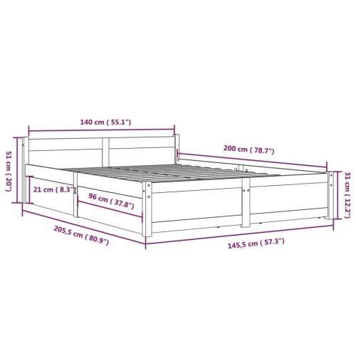 Okvir za krevet s ladicama bijeli 140 x 200 cm - Bijela 140 x 200 cm Cijena