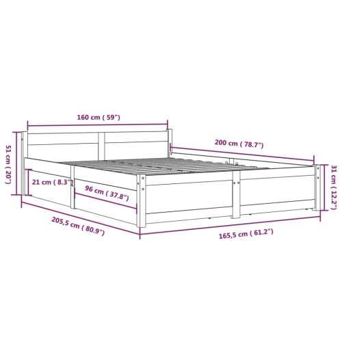 Okvir za krevet s ladicama 160 x 200 cm - Prirodna 160 x 200 cm Cijena