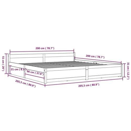 Okvir za krevet s ladicama 200 x 200 cm - Prirodna 200 x 200 cm Cijena