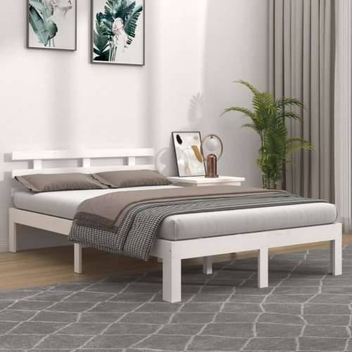 Okvir za krevet od masivnog drva bijeli 120 x 200 cm - Bijela 120 x 200 cm Cijena
