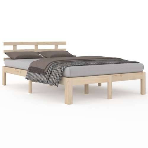Okvir za krevet od masivnog drva 150 x 200 cm veliki bračni - Prirodna 150 x 200 cm Cijena
