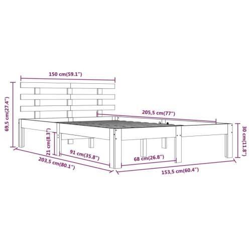 Okvir za krevet od masivne borovine bijeli 150 x 200 cm king - Bijela 150 x 200 cm Cijena