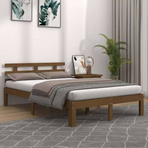Okvir za krevet od masivnog drva smeđa boja meda 200 x 200 cm - boja meda 200 x 200 cm Cijena