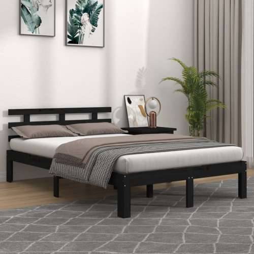 Okvir za krevet od masivnog drva crni 200 x 200 cm - Crna 200 x 200 cm Cijena