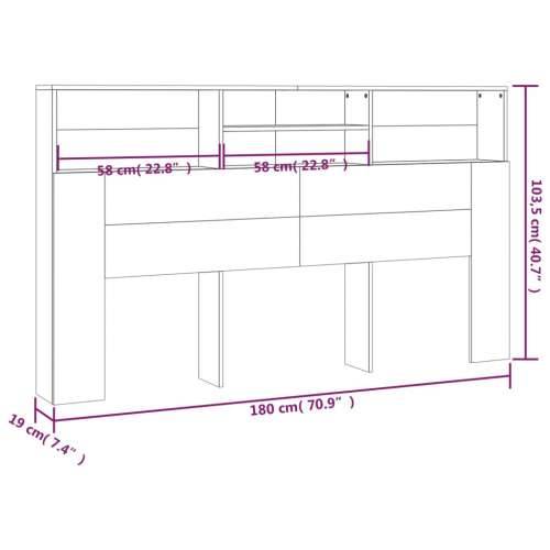 Uzglavlje s ormarićem boja dimljenog hrasta 180 x 19 x 103,5 cm - Dimljeni hrast 180 x 19 x 103.5 cm 1 Cijena