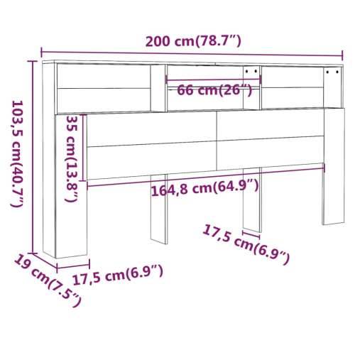 Uzglavlje s ormarićem boja dimljenog hrasta 200 x 19 x 103,5 cm - Dimljeni hrast 200 x 19 x 103.5 cm 1 Cijena