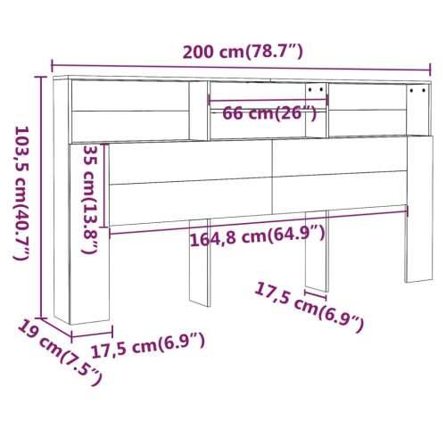 Uzglavlje s ormarićem boja hrasta sonome 200 x 19 x 103,5 cm Sivi hrast sonoma 200 x 19 x 103.5 cm 1 Cijena