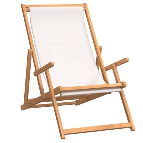 Sklopiva stolica za plažu od masivne tikovine krem Cijena
