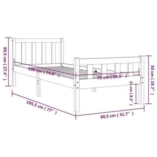 Okvir za krevet od masivnog drva 75 x 190 cm jednokrevetni - Prirodna 75 x 190 cm Cijena